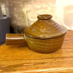 COPY - Crock with Handle and Vented Lid Stoneware Onion Soup Bowl